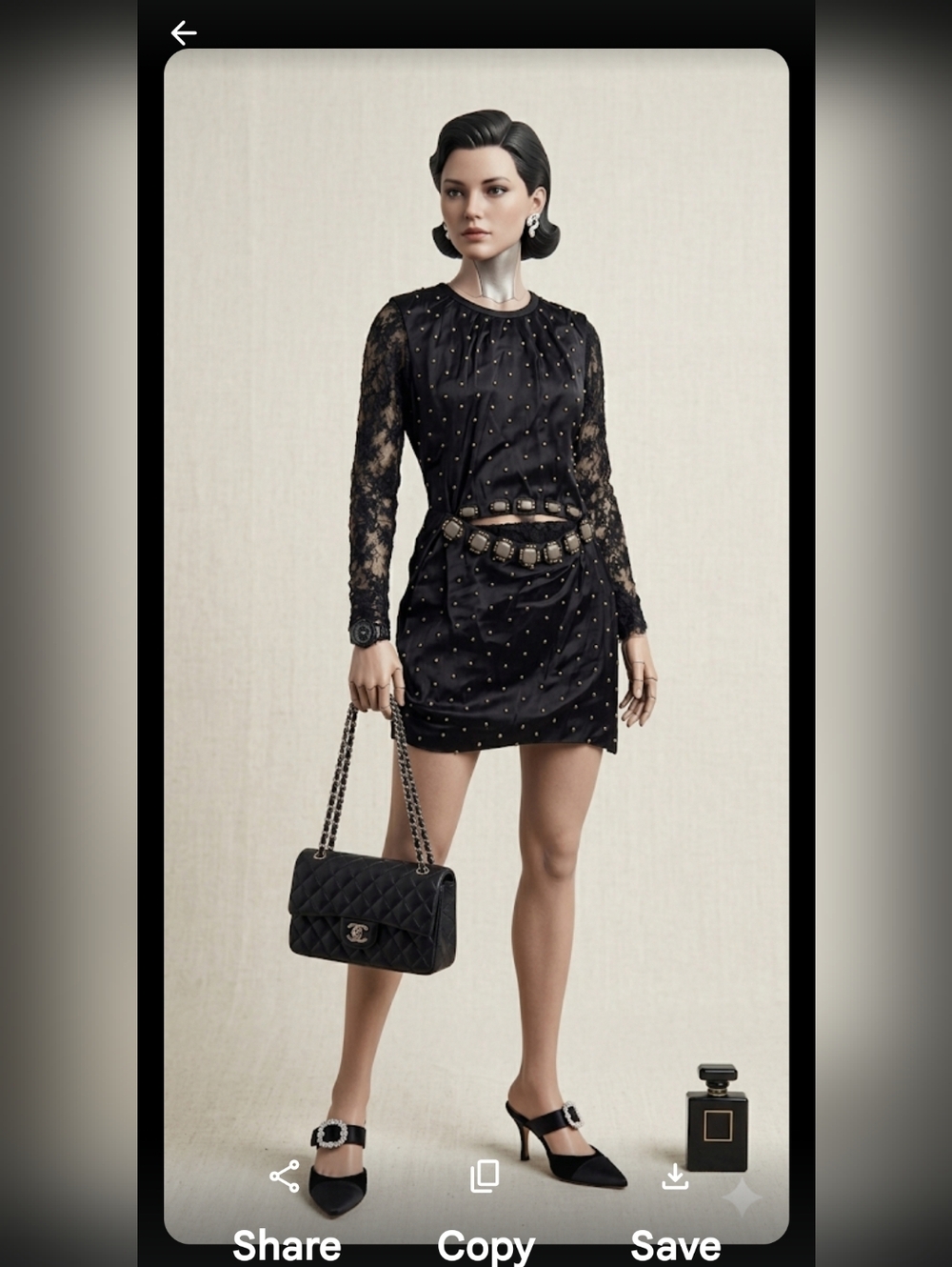Marc Jacobs Silk Black Mini Dress with Lace Sleeves Size 4